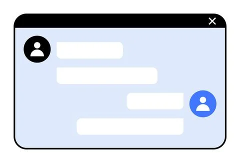 Messaging Window with Text Bubbles and User Icons - Minimalistic Design Stock Illustration