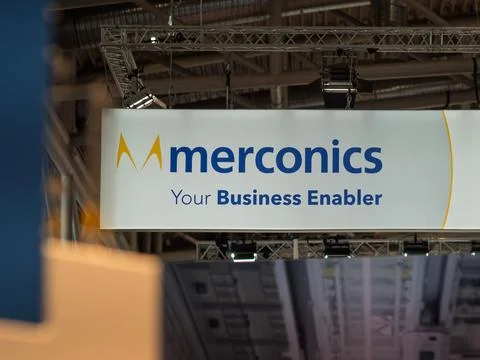 Messe Munchen Event Showcasing Merconics Business Solutions Stock Photos