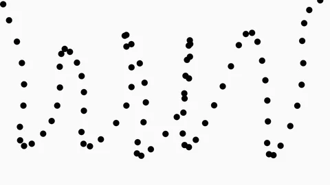 Messed balls animation. Digital motion design. Dots in fast horizontal movement. Video stock 125496655