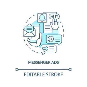 Messenger ads turquoise concept icon Stock Illustration