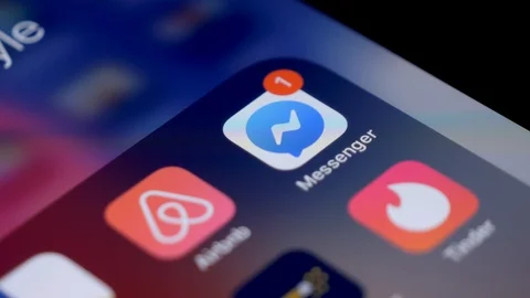 Messenger application new notifications counter badge. Close up shot of Stock Footage 124062161