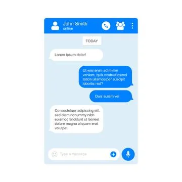 Messenger chat page vector flat background Illustrazione stock