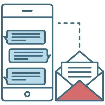 Messenger chatbot and mailbox mobile application flat vector icon Stock Illustration