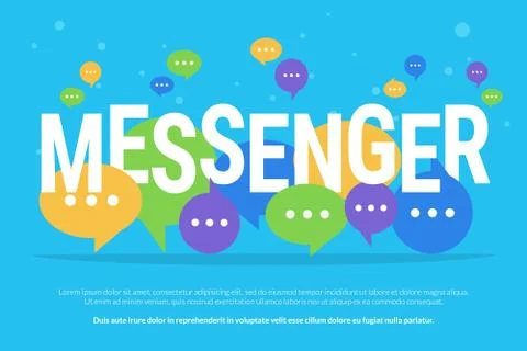 Messenger concept vector illustration of big letters with colour speech bubbles Stock Illustration