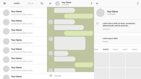 Messenger Desktop Template. Light Mockup with Messenger Interface Illustrazione stock