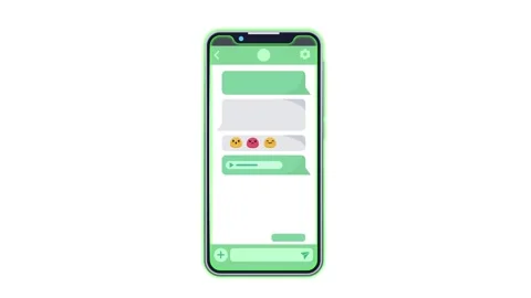 Messenger interface with dialogues, emojis, and voice messages Stock Footage 322511602