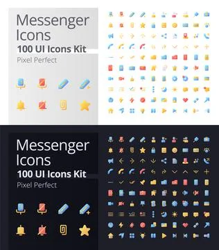 Messenger pixel perfect flat gradient color ui icons kit for dark, light mode Illustrazione stock