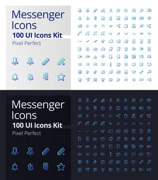 Messenger pixel perfect gradient linear ui icons kit for dark, light mode Stock Illustration