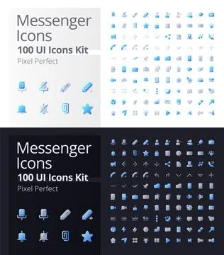 Messenger pixel perfect gradient two-color ui icons kit for dark, light mode 스톡 일러스트