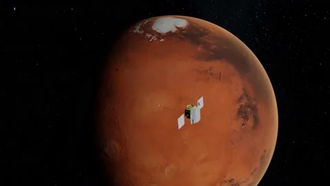 Messenger Space Probe Orbiting Planet Mars 4K 動画素材 163732568