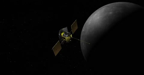 Messenger spacecraft making a close pass of Mercury. Stock Footage 62194024