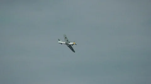 Messerschmitt Bf-109 diving in to attack Stock Footage 79956734