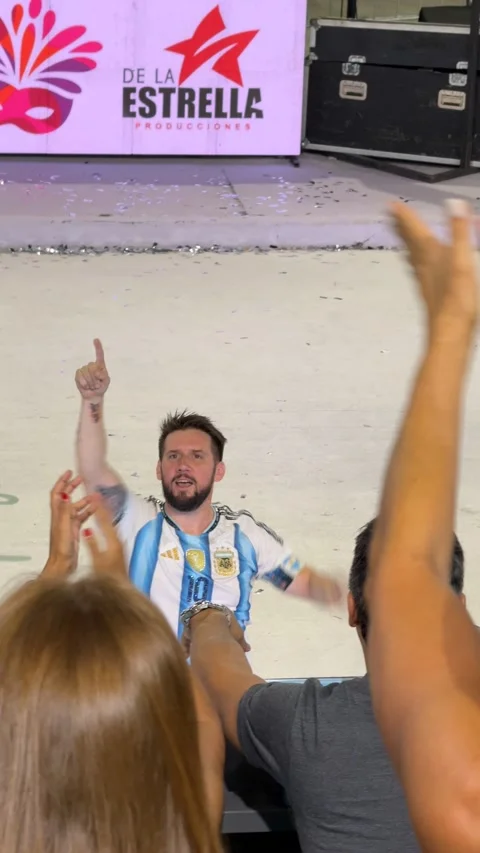 Messi marching at Corrientes Carnival night parade. February 28, 2026. Stock Footage 330061710