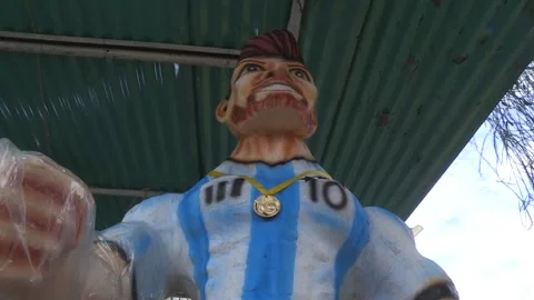 Messi, most sought-after (and most absent) muppet in Ecuadorian capital, Quito,  Stock Footage 228680609