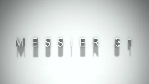Messier 31 3D title animation with shadows on a white background Stock Footage 296743246