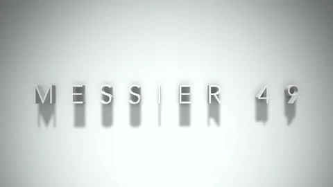 Messier 49 3D title animation with shadows on a white background Vídeo Stock 296743514