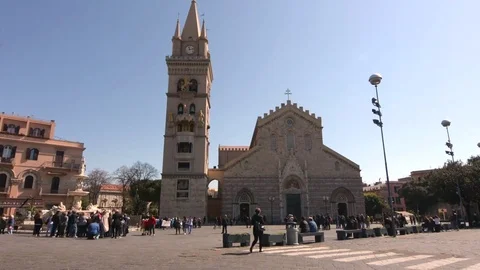 Messina Cathedral square Stock Footage 74088087