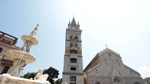 Messina Sicily Cathedral clock tower P HD 0840 Stock Footage 6733340