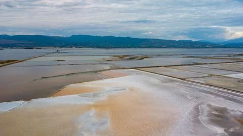 Messolonghi Lagoon Salt Fields of Greece Stock Photos