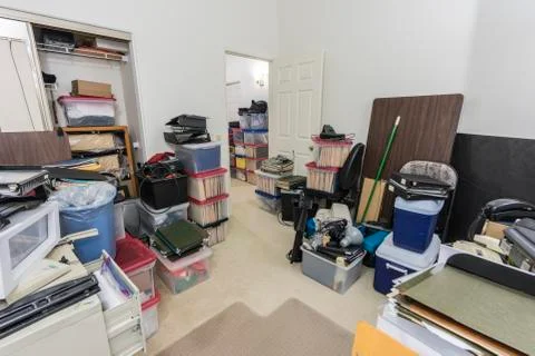 Messy Back Office with Boxes and Storage Stock Photos