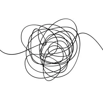 Messy Black Thin Line Abstract Circle Shape. Vector Illustrazione stock