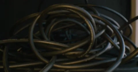 Messy cables video flying through Video stock 134997306