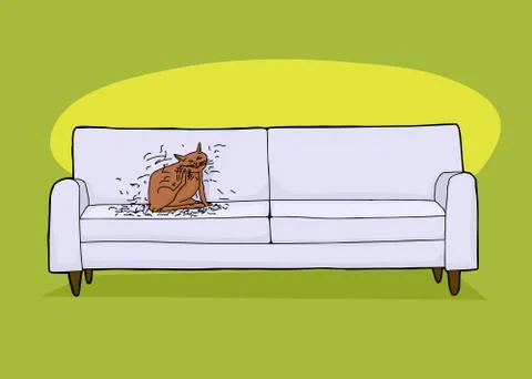 Messy Cat on Sofa Stock Illustration