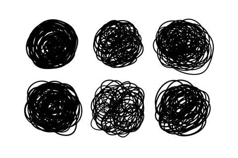 Messy chaotic scribble circle line vector isolated on white background Illustrazione stock