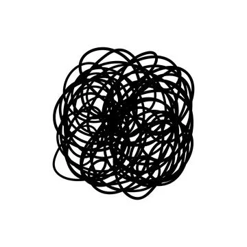 Messy chaotic scribble circle line vector isolated on white background Stock Illustration