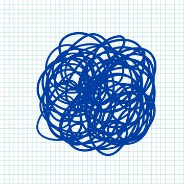 Messy chaotic scribble circle line vector isolated on white background Illustrazione stock