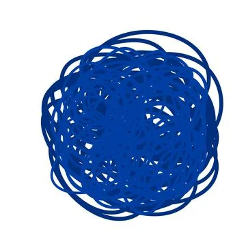 Messy chaotic scribble circle line vector isolated on white background Stock Illustration