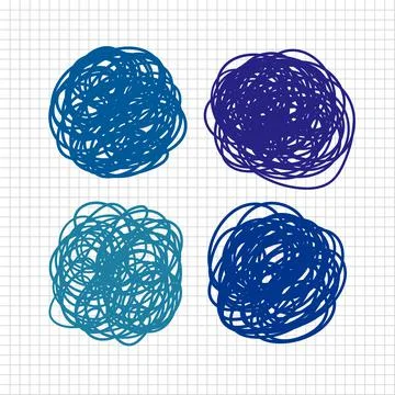 Messy chaotic scribble circle line vector isolated on white background Stock Illustration