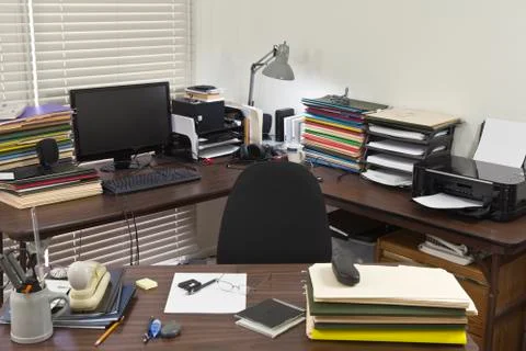 Messy corner office Stock Photos