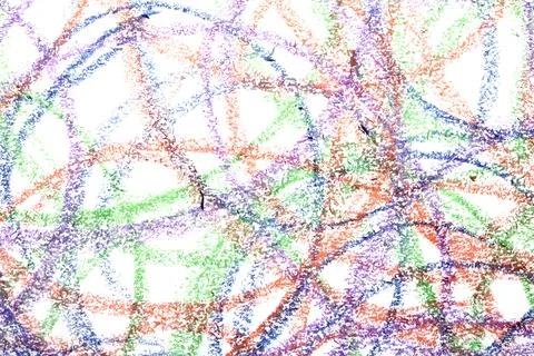 Messy crayon scribble background colour circles childrens writing Stock Photos