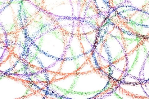 Messy crayon scribble background colour circles childrens writing Stock Photos