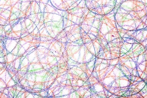 Messy crayon scribble background colour circles childrens writing Stock Photos