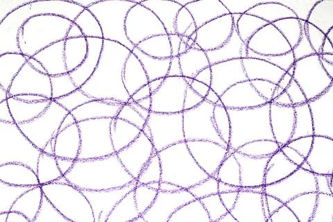 Messy crayon scribble background colour circles childrens writing Foto stock