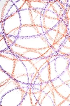 Messy crayon scribble background colour circles childrens writing Stock Photos