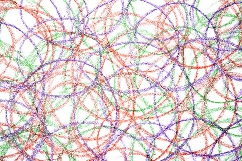 Messy crayon scribble background colour circles childrens writing Stock Photos