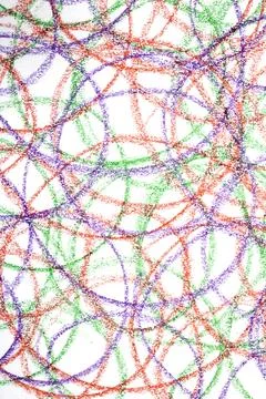 Messy crayon scribble background colour circles childrens writing Stock Photos