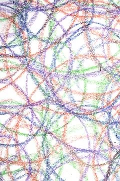 Messy crayon scribble background colour circles childrens writing Stock Photos