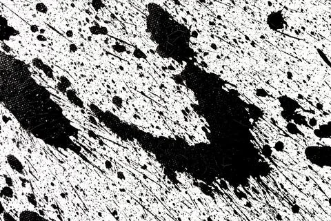 Messy Creative Ink Splatters Drips and Inkblot Close Up on White Background Stock Illustration