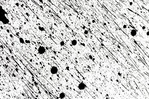 Messy Creative Ink Splatters Drips and Inkblot Close Up on White Background Stock Illustration