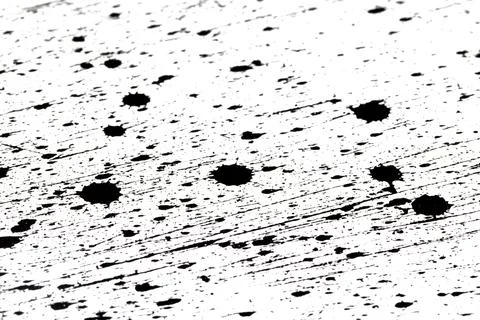 Messy Creative Ink Splatters Drips and Inkblot Close Up on White Background Stock Illustration