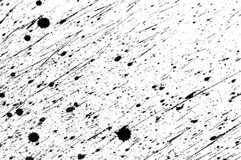 Messy Creative Ink Splatters Drips and Inkblot Close Up on White Background Stock Illustration