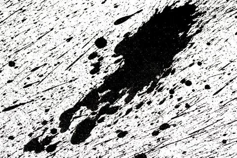 Messy Creative Ink Splatters Drips and Inkblot Close Up on White Background Stock Illustration