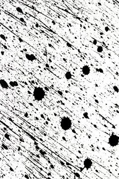 Messy Creative Ink Splatters Drips and Inkblot Close Up on White Background Stock Illustration