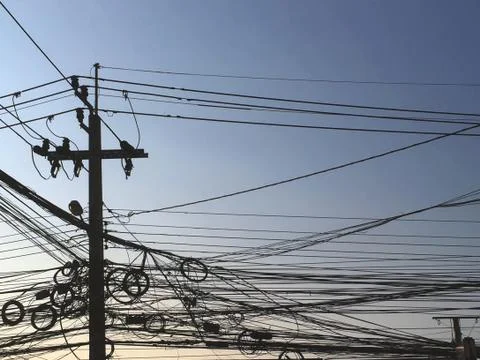 Messy Electrical Cables Stock Photos