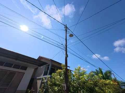 Messy electrical cables Stock Photos