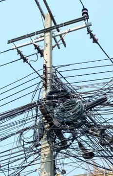 Messy Electrical Wires. Stock Photos